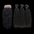 VIRGIN MALAYSIAN CURLY BUNDLES + CLOSURE