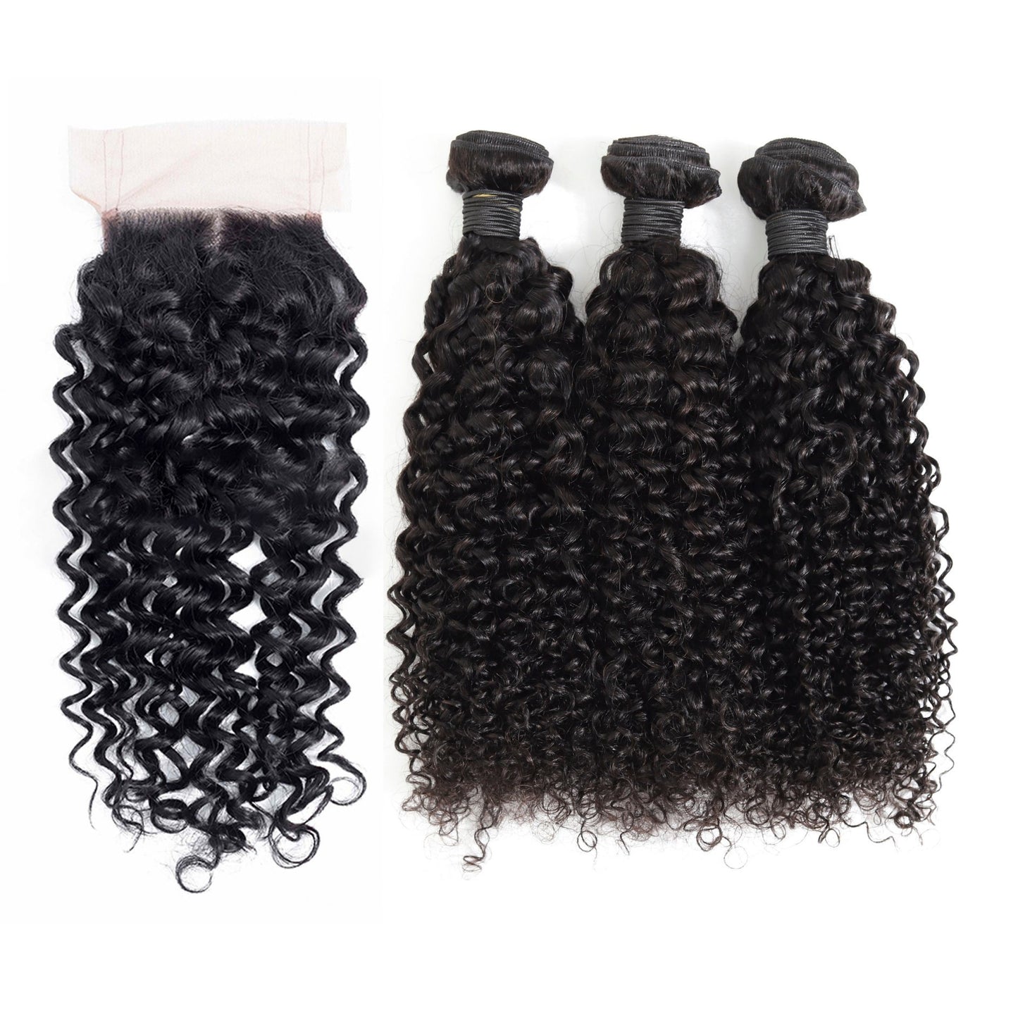 VIRGIN MALAYSIAN CURLY BUNDLES + CLOSURE