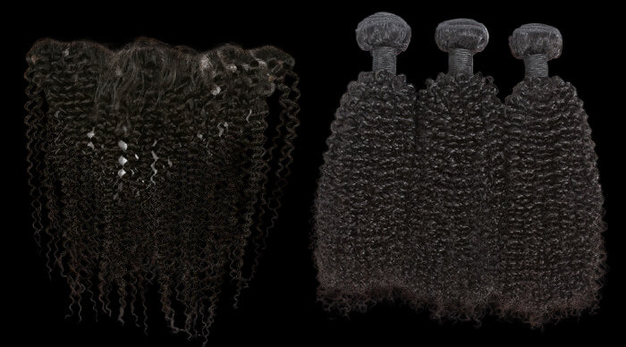 VIRGIN MALAYSIAN CURLY BUNDLES + FRONTAL